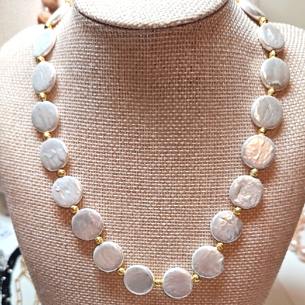 Fresh Water Coin Pearl Necklace